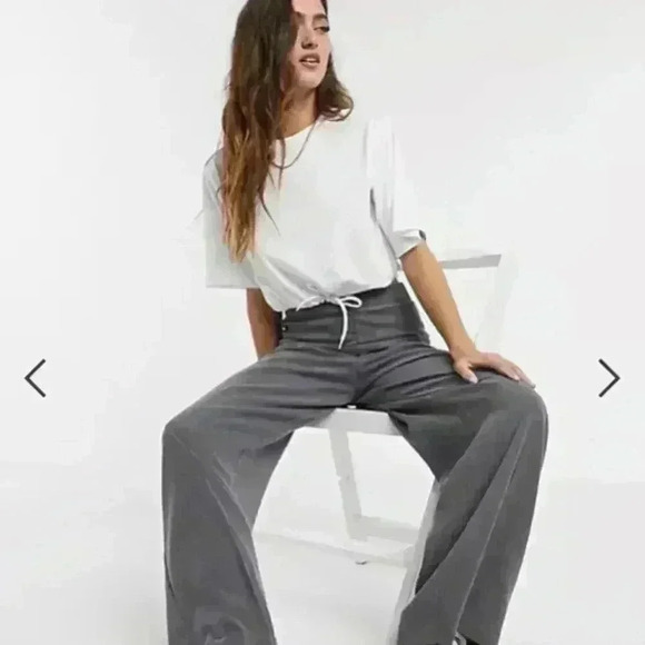 Monki White Shirt Crop Top oversized cut basic Size L - Picture 4 of 9